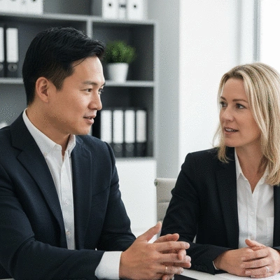 Two people shaking hands over a table with house keys and a mortgage application