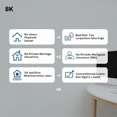 Comparison graphic highlighting VA loan benefits over conventional loans