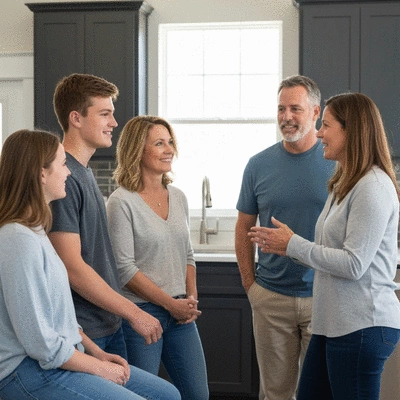 Military family discussing home buying plans with a VA loan expert in Newport, NC