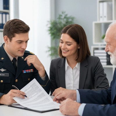 Couple signing mortgage documents with a lender